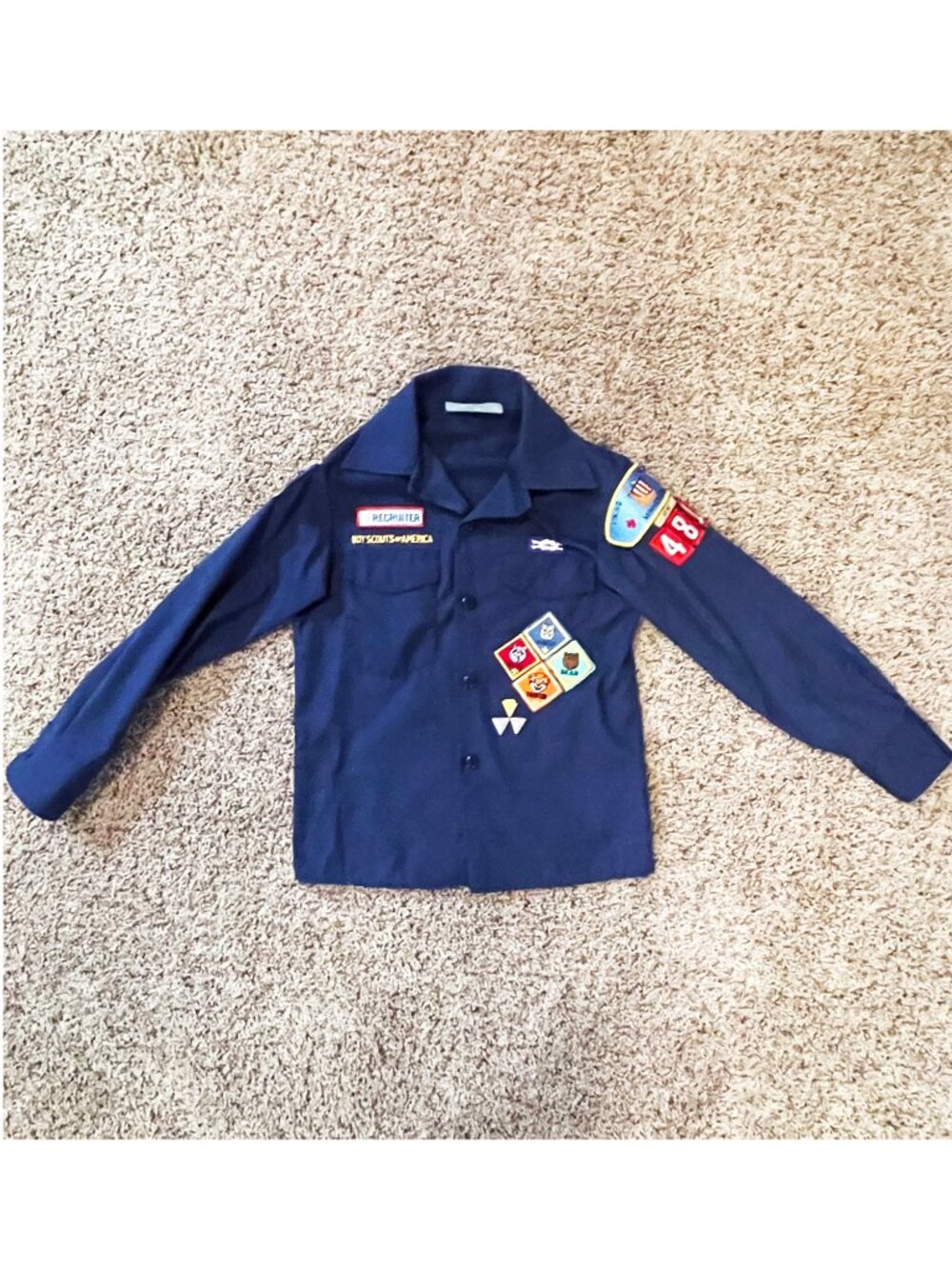 Boy Scouts of America Youth Small Uniform Shirt Navy Blue Patches Minnesota